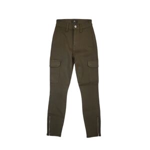 7 for All Mankind Women's Army Green Skinny Cargo‎ Ankle Zip Jeans Size 23